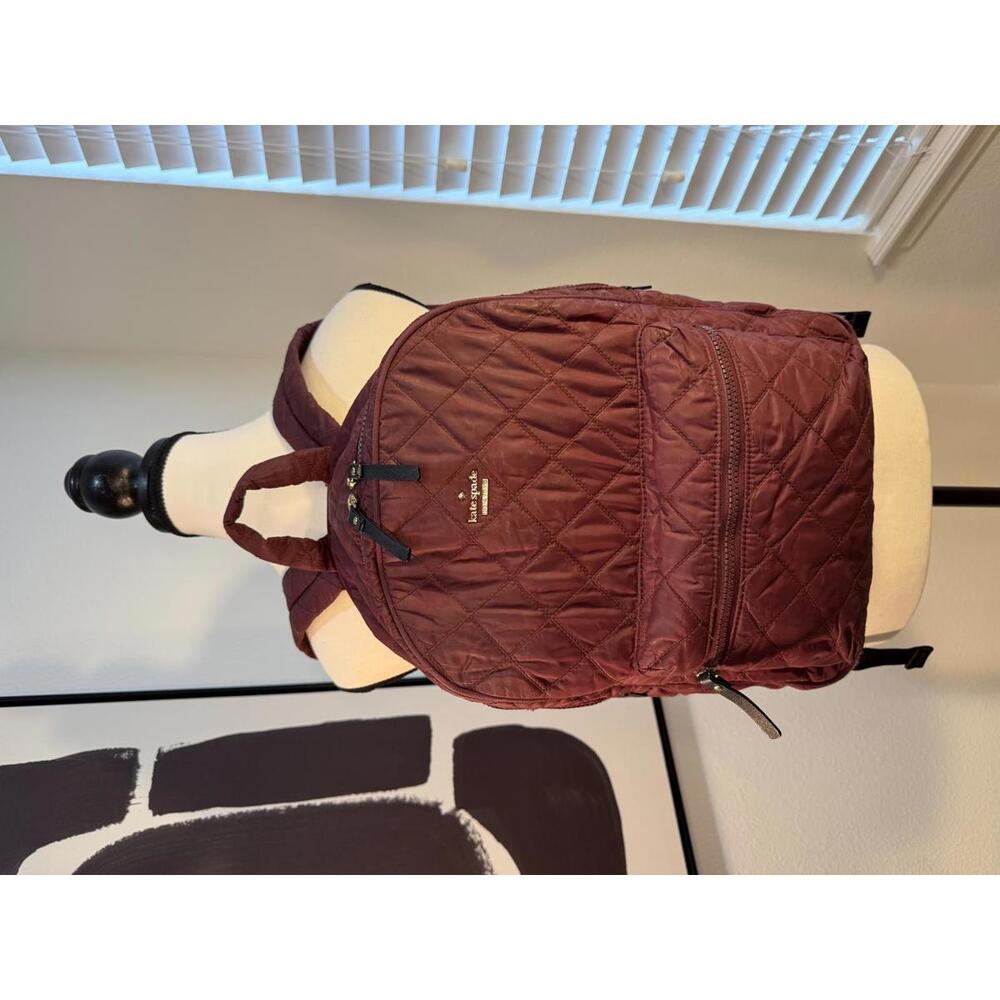 Kate Spade New York Quilted Nylon Backpack – Burgundy